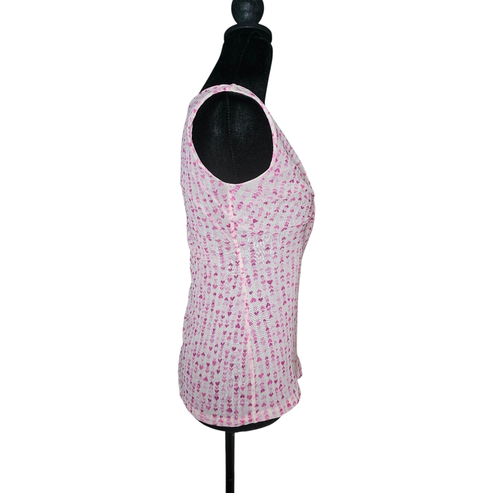 Vintage Y2K New York & Company Pink Heart Mesh Tank Top - Size S - Picture 3 of 5